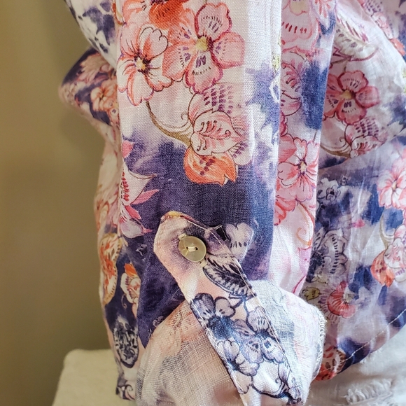 Beautiful Tianello Estee Print Linen "Loving" Blouse - Picture 6 of 11